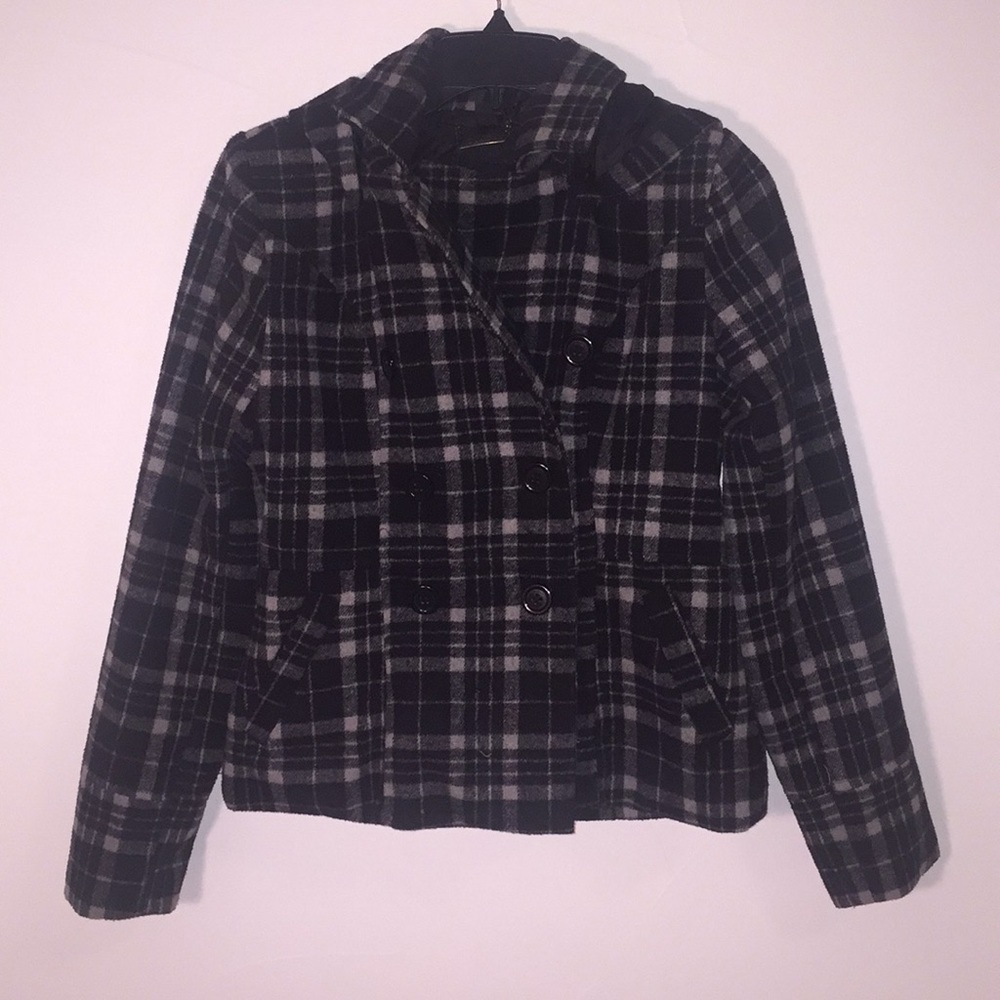 Brand New Black and White Plaid Coat
